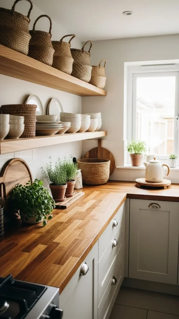 how to decorate kitchen with baskets