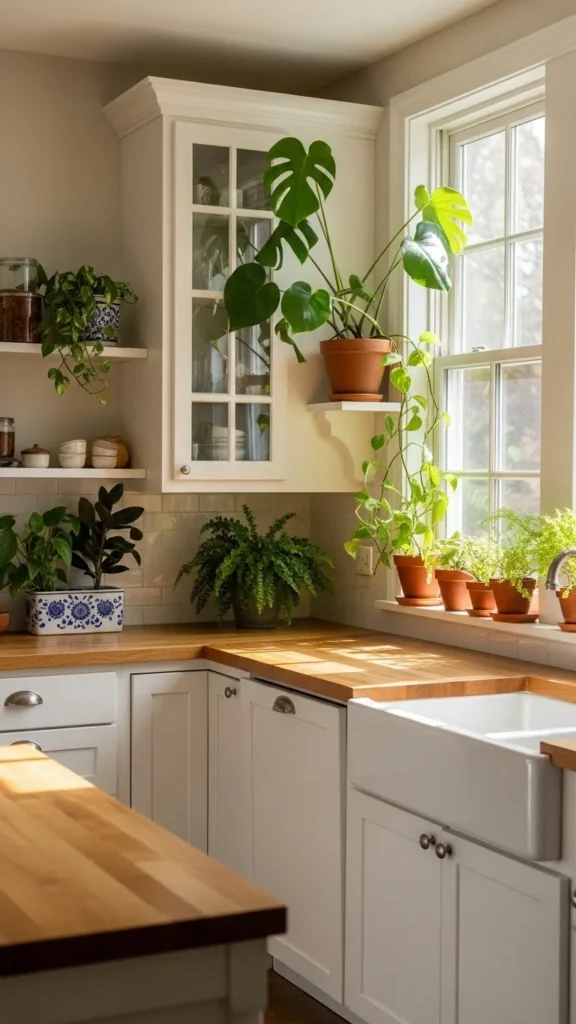how to decorate kitchen with plants