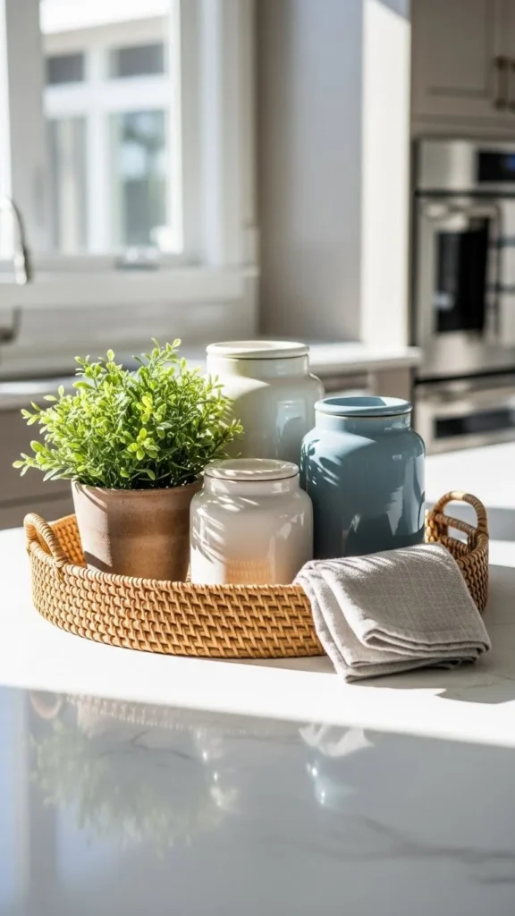 how to decorate kitchen with trays