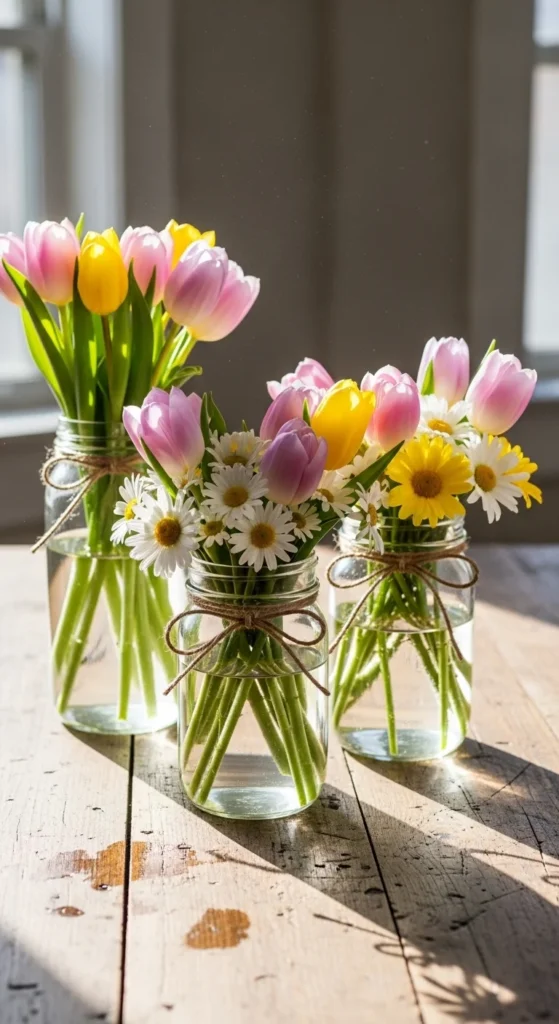 Floral Mason Jar Centerpieces