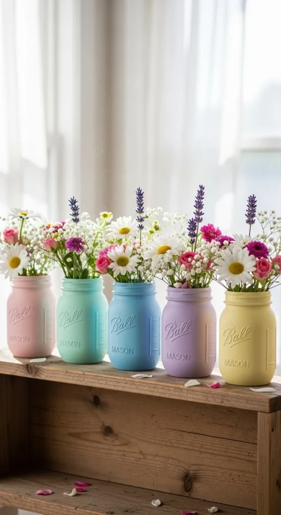 Painted Mason Jars for Colorful Décor