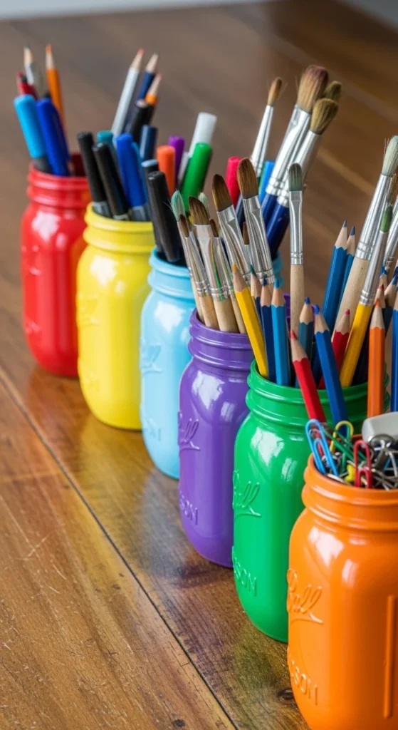 Turn Jars into Chic Desk Organizers