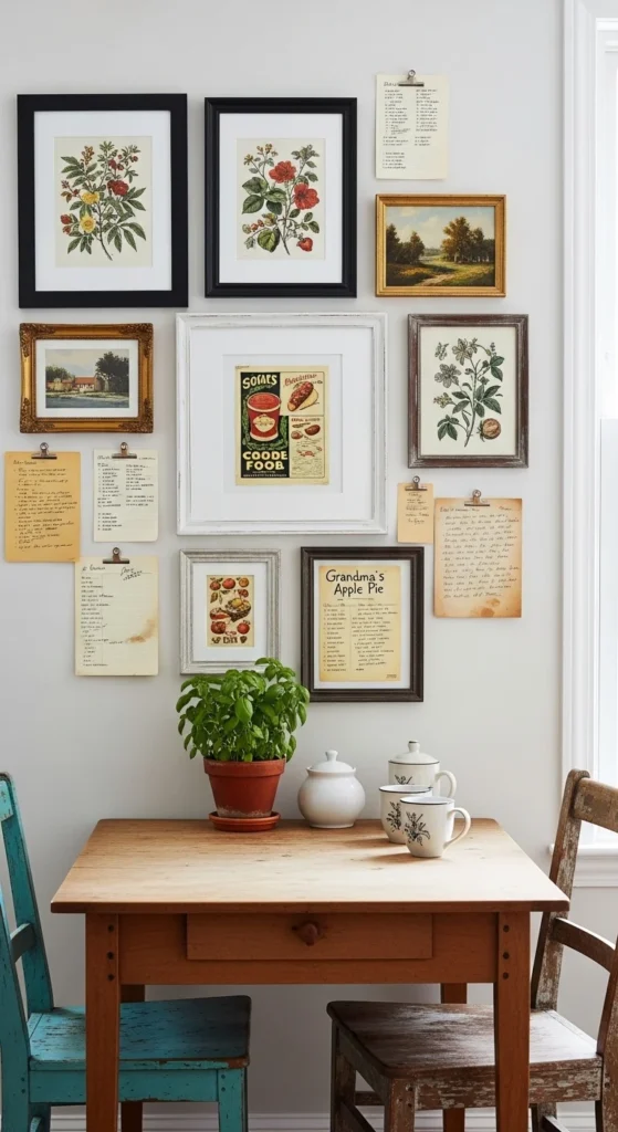 Gallery Wall of Prints and Recipes