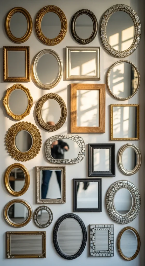 Gallery Wall with Mixed Mirrors