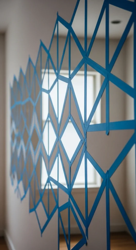Geometric Tape Mirror Art