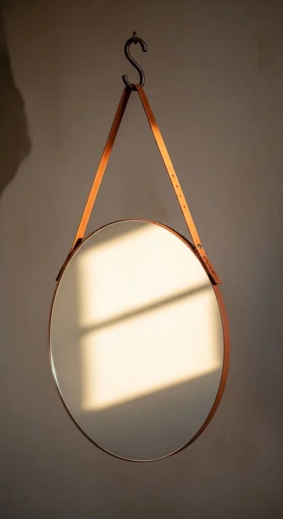 Hanging Mirrors with Leather Straps