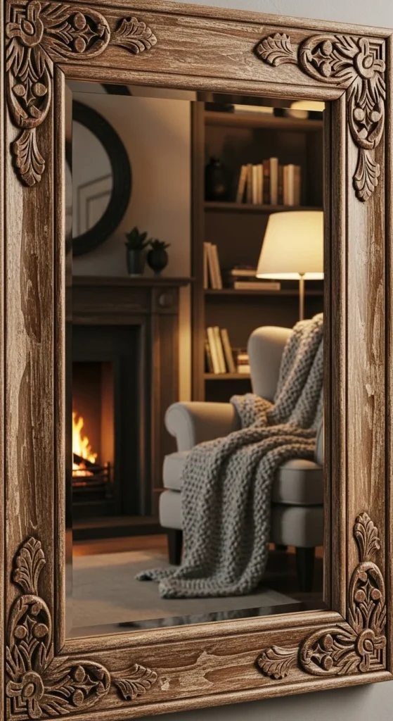 Rustic Wood Frame Mirror